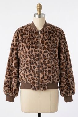 NEW VOY faux fur bomber jacket in leopard